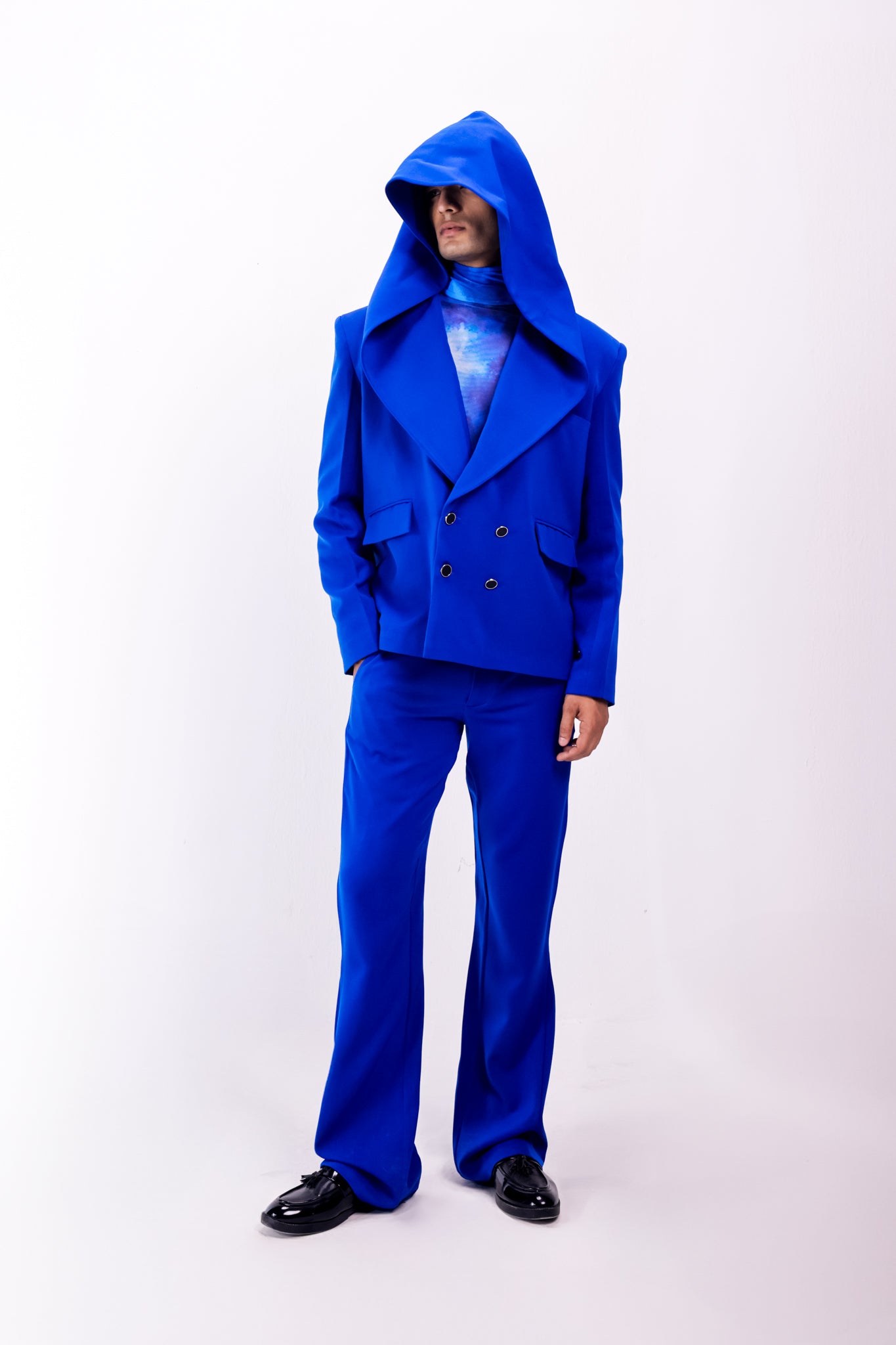 CELESTIAL DRIFT HOODED BLAZER