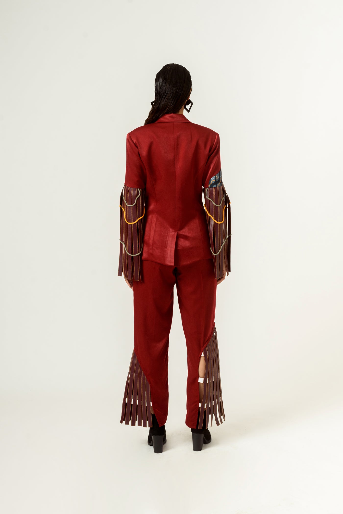 Patched Embroidered and Leather Strapped Suit - siddhantagrawal