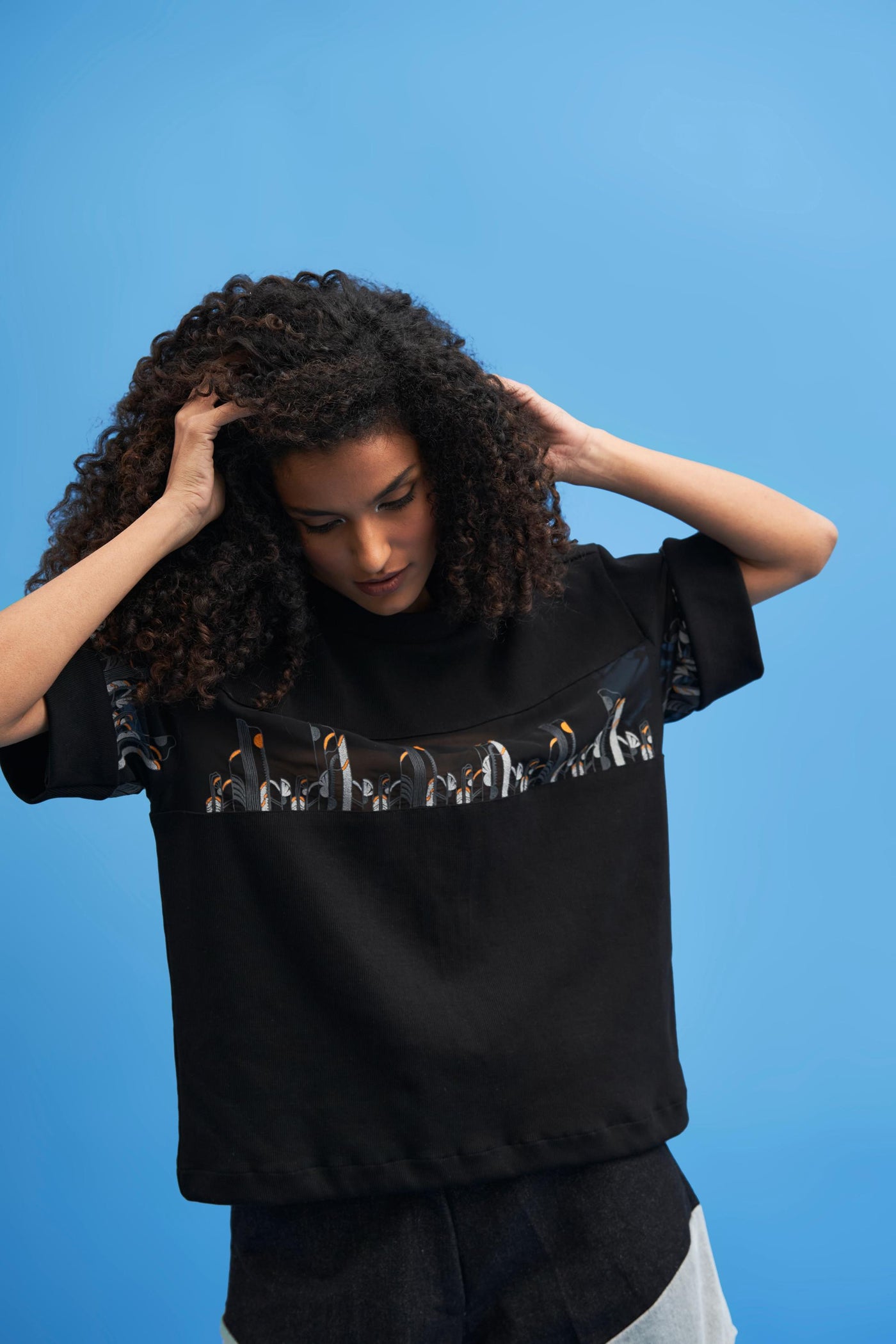 Black Coastline Embroidered T-Shirt - siddhantagrawal