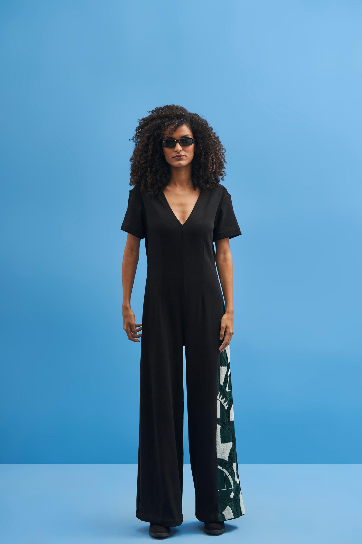 Black Lunette Embroidered Jumpsuit - siddhantagrawal