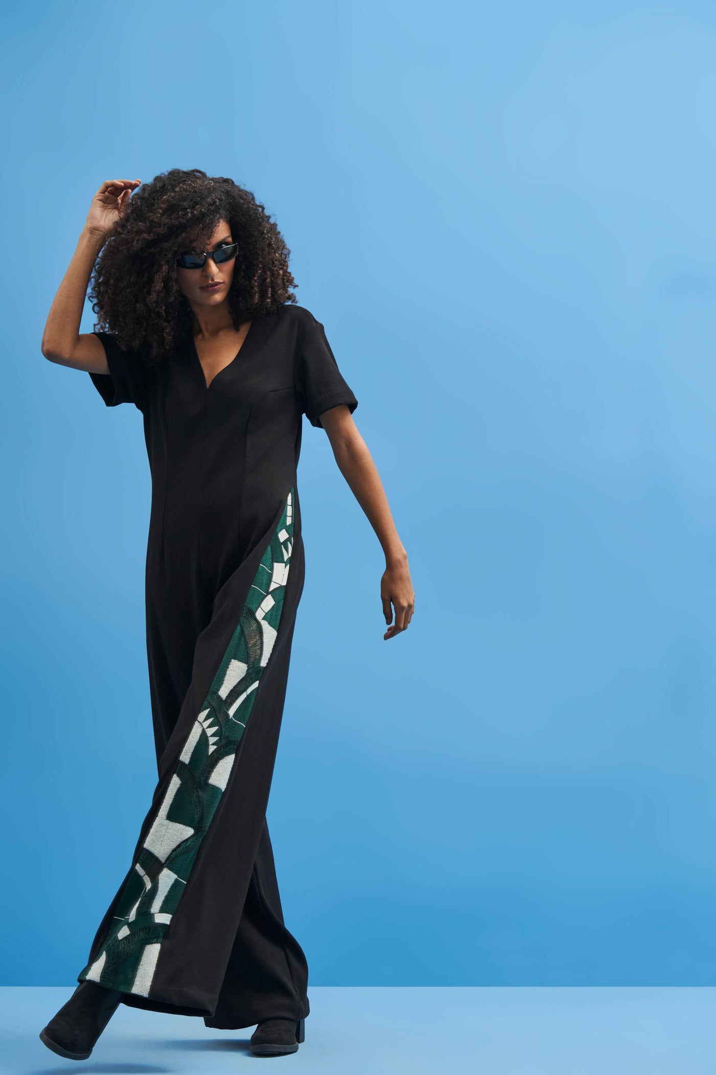 Black Lunette Embroidered Jumpsuit - siddhantagrawal