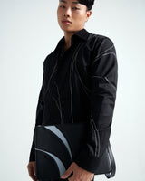 Black Linear-Stitch Shirt
