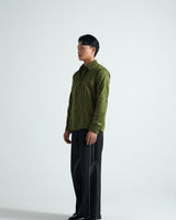 Olive Linear-Stitch Shirt