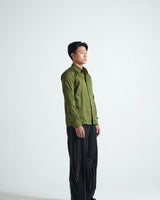 Olive Linear-Stitch Shirt
