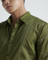 Olive Linear-Stitch Shirt