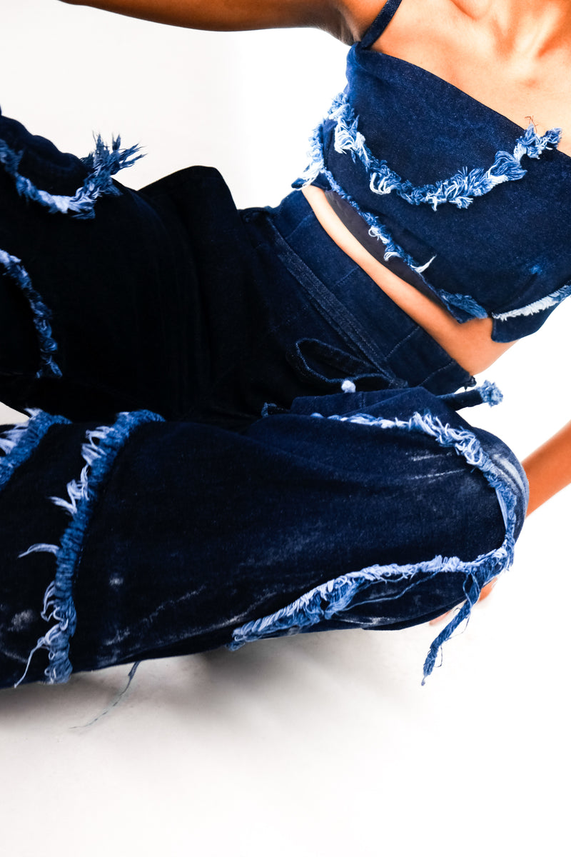 WEATHERED INDIGO BUSTIER