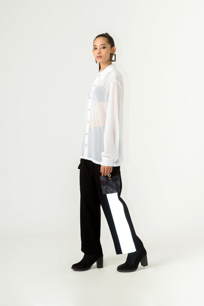 Unisex Dramatic White Mesh Shirt - siddhantagrawal