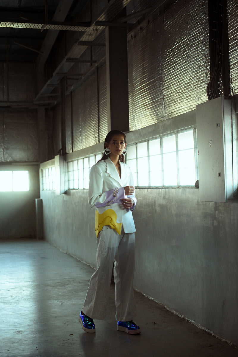 Patched Wide Leg Ivory Trouser - siddhantagrawal