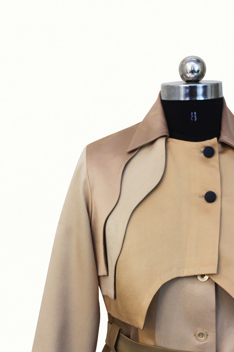 Beige Monotone Trench Coat - siddhantagrawal
