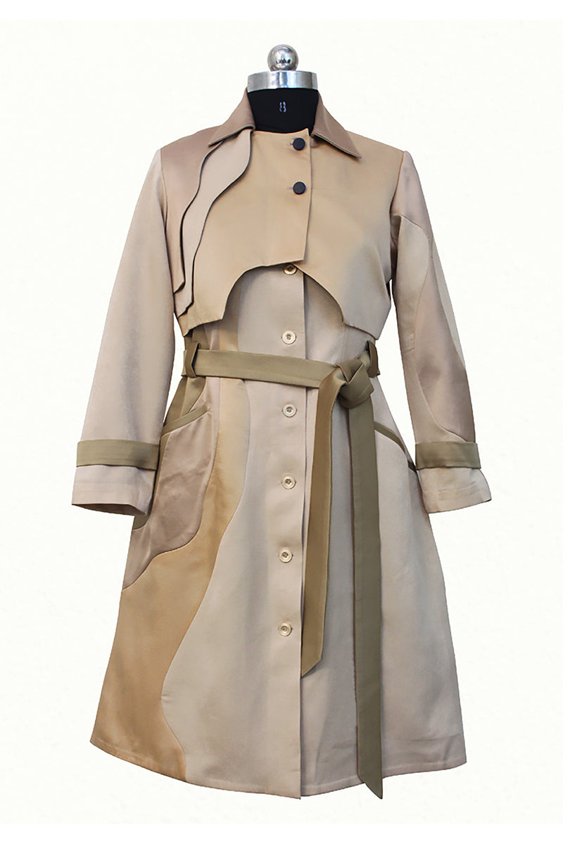Beige Monotone Trench Coat - siddhantagrawal