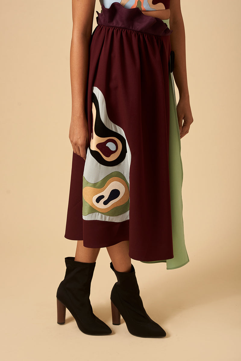 DRAMATIC CRIMSON SKIRT - siddhantagrawal