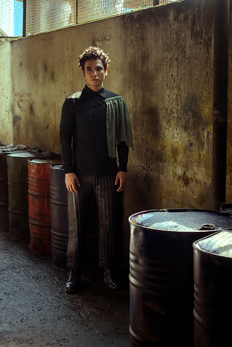 Striped Leather Trouser - siddhantagrawal