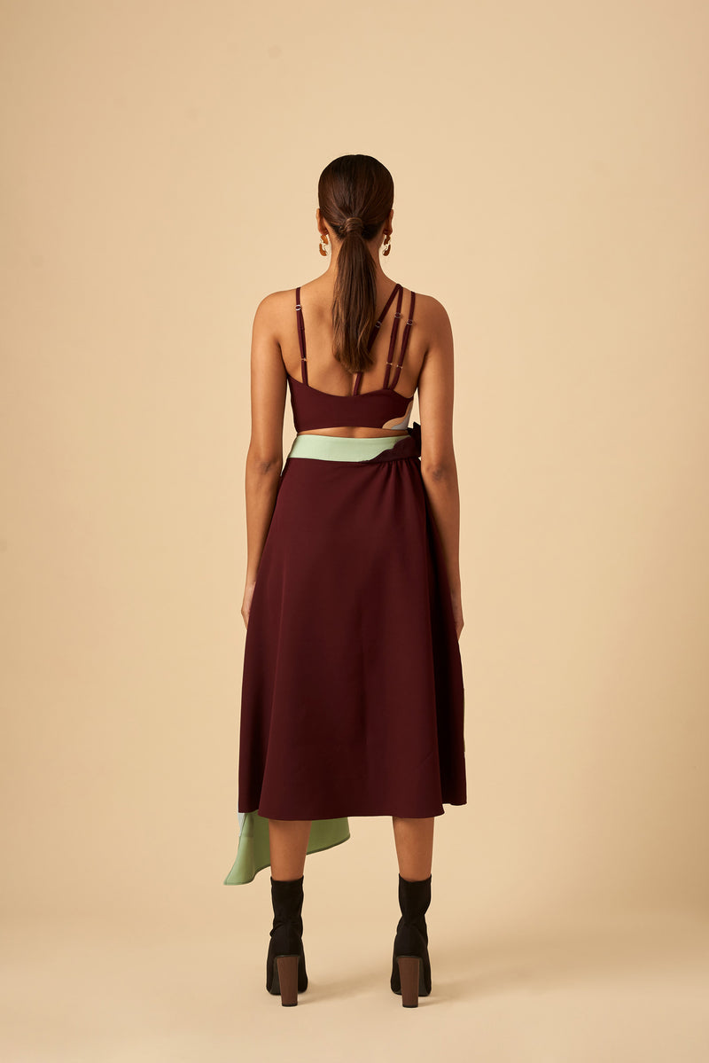 DRAMATIC CRIMSON SKIRT - siddhantagrawal