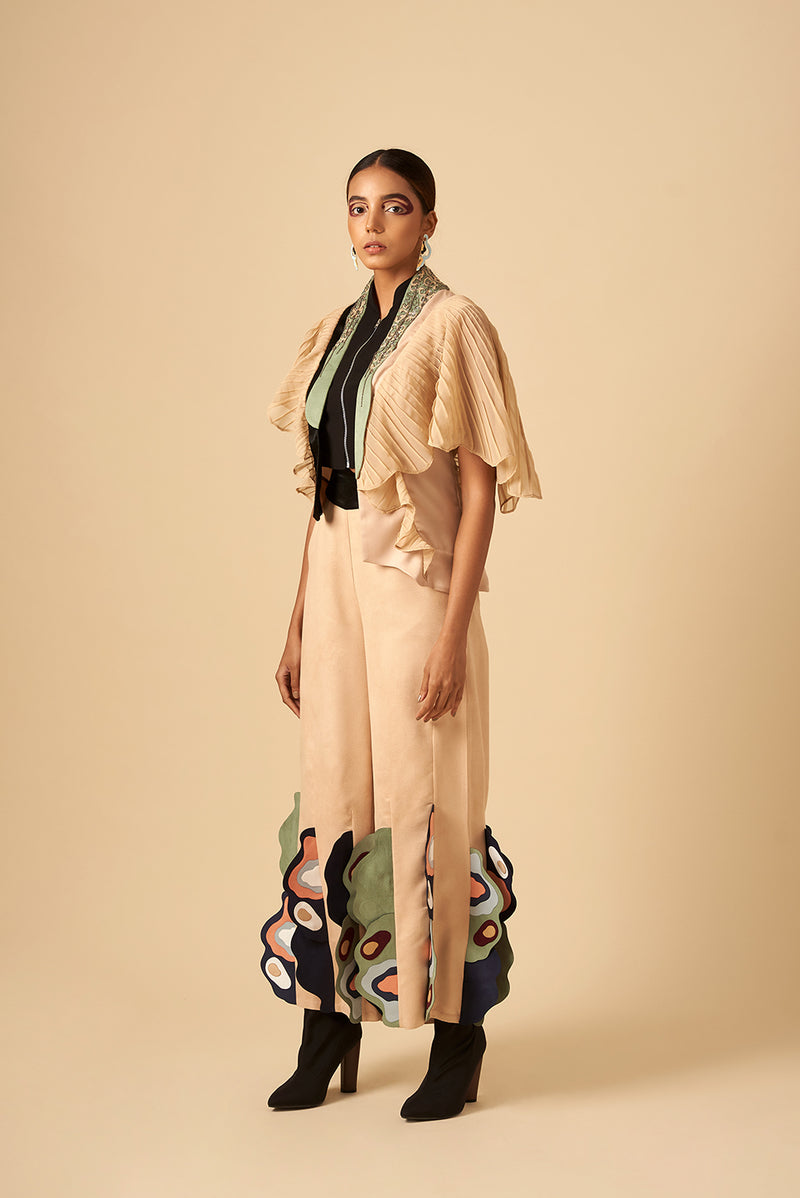 ECRU FLUTE TROUSER - siddhantagrawal