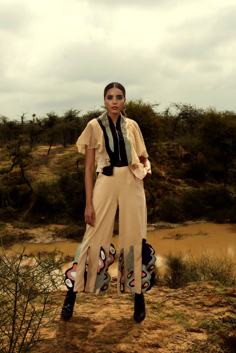 ECRU FLUTE TROUSER - siddhantagrawal