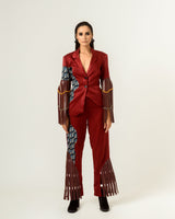 Patched Embroidered and Leather Strapped Suit - siddhantagrawal