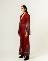Patched Embroidered and Leather Strapped Suit - siddhantagrawal