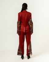 Patched Embroidered and Leather Strapped Suit - siddhantagrawal