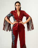 Patched Embroidered and Leather Strapped Suit - siddhantagrawal