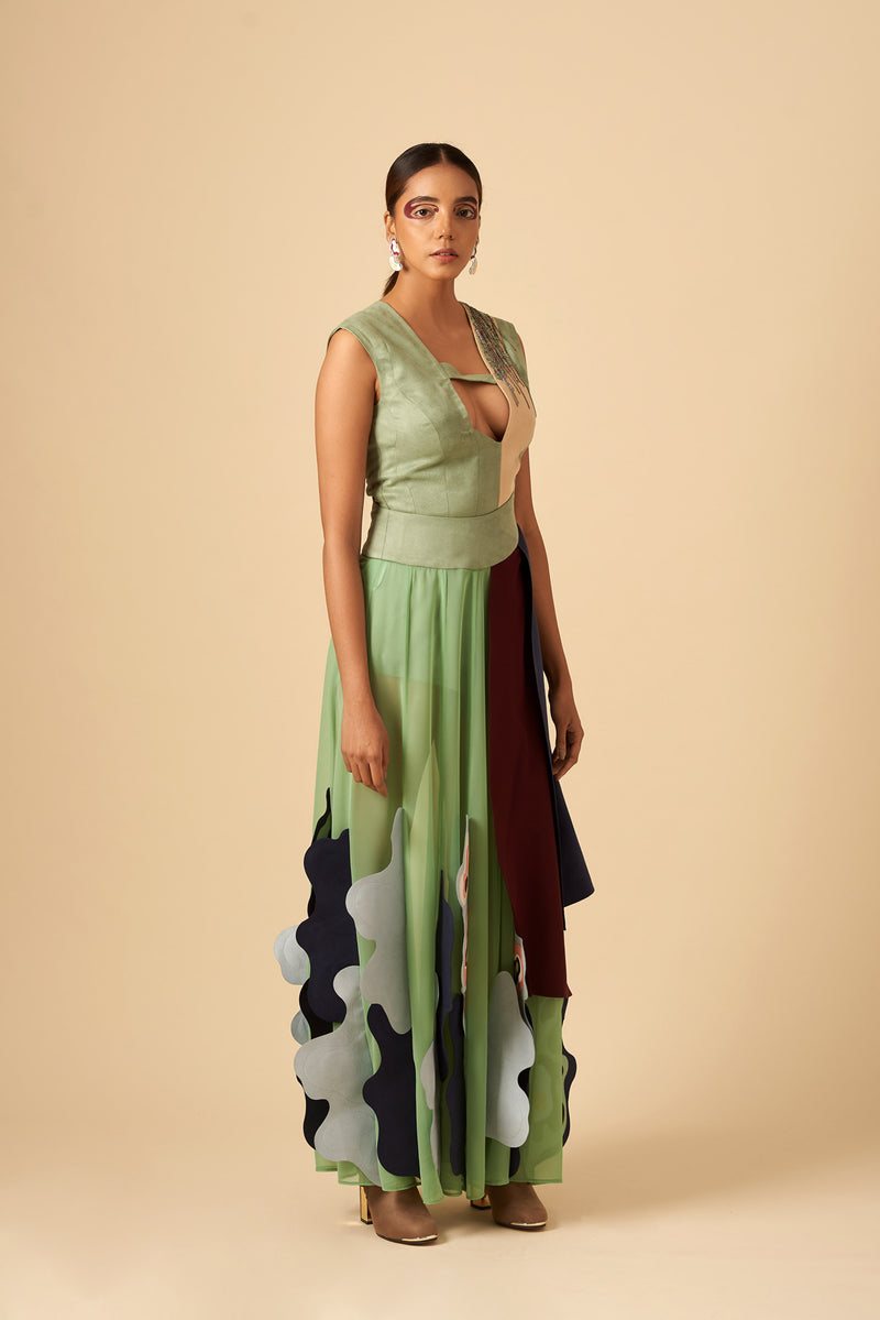 FOLDED WAVES SKIRT - siddhantagrawal