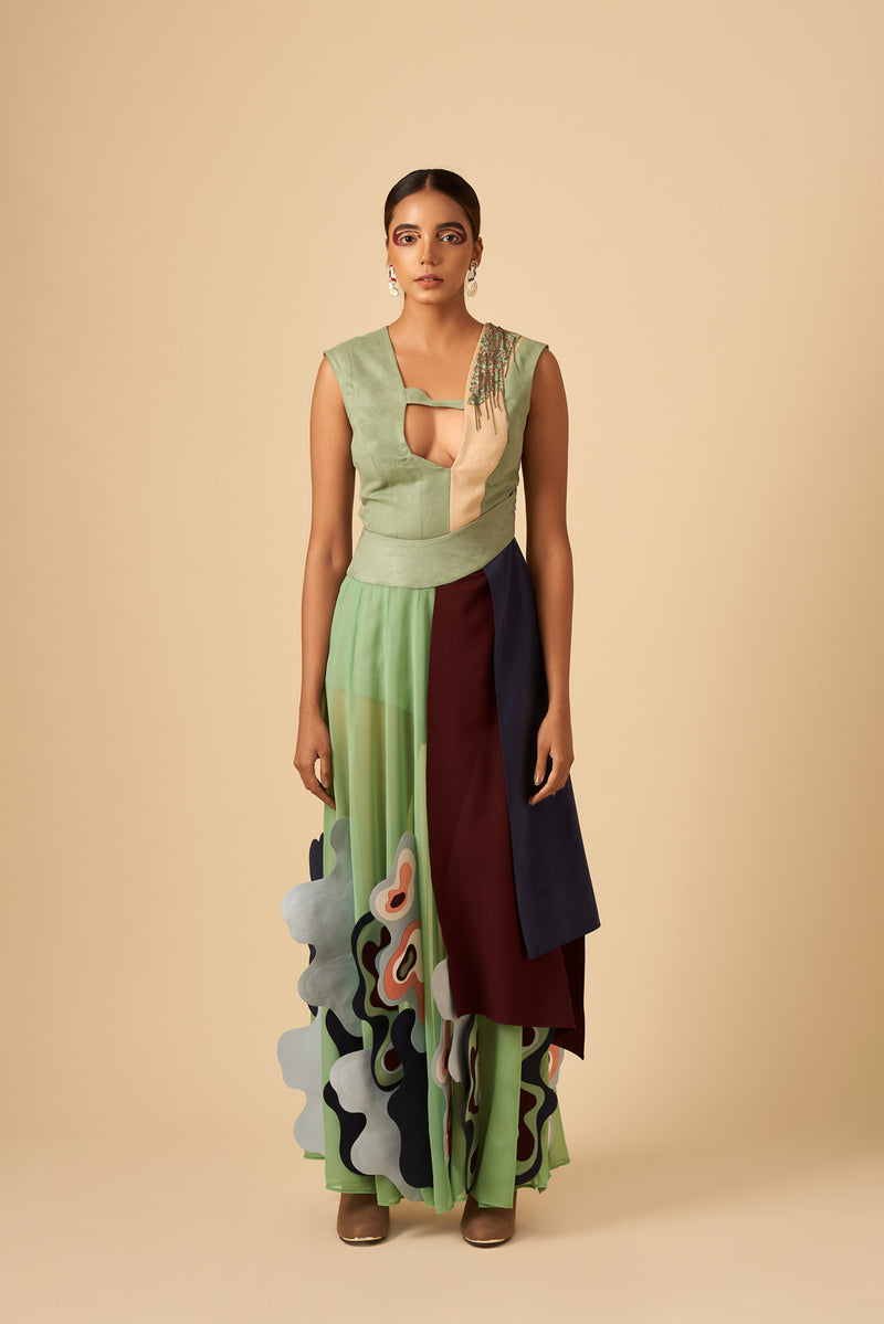 FOLDED WAVES SKIRT - siddhantagrawal