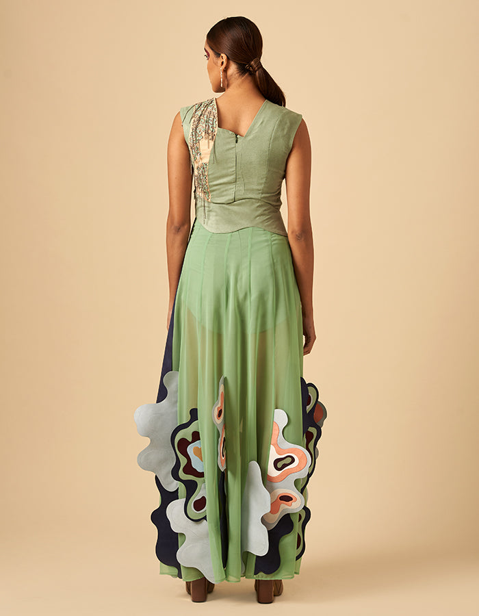 FOLDED WAVES SKIRT - siddhantagrawal