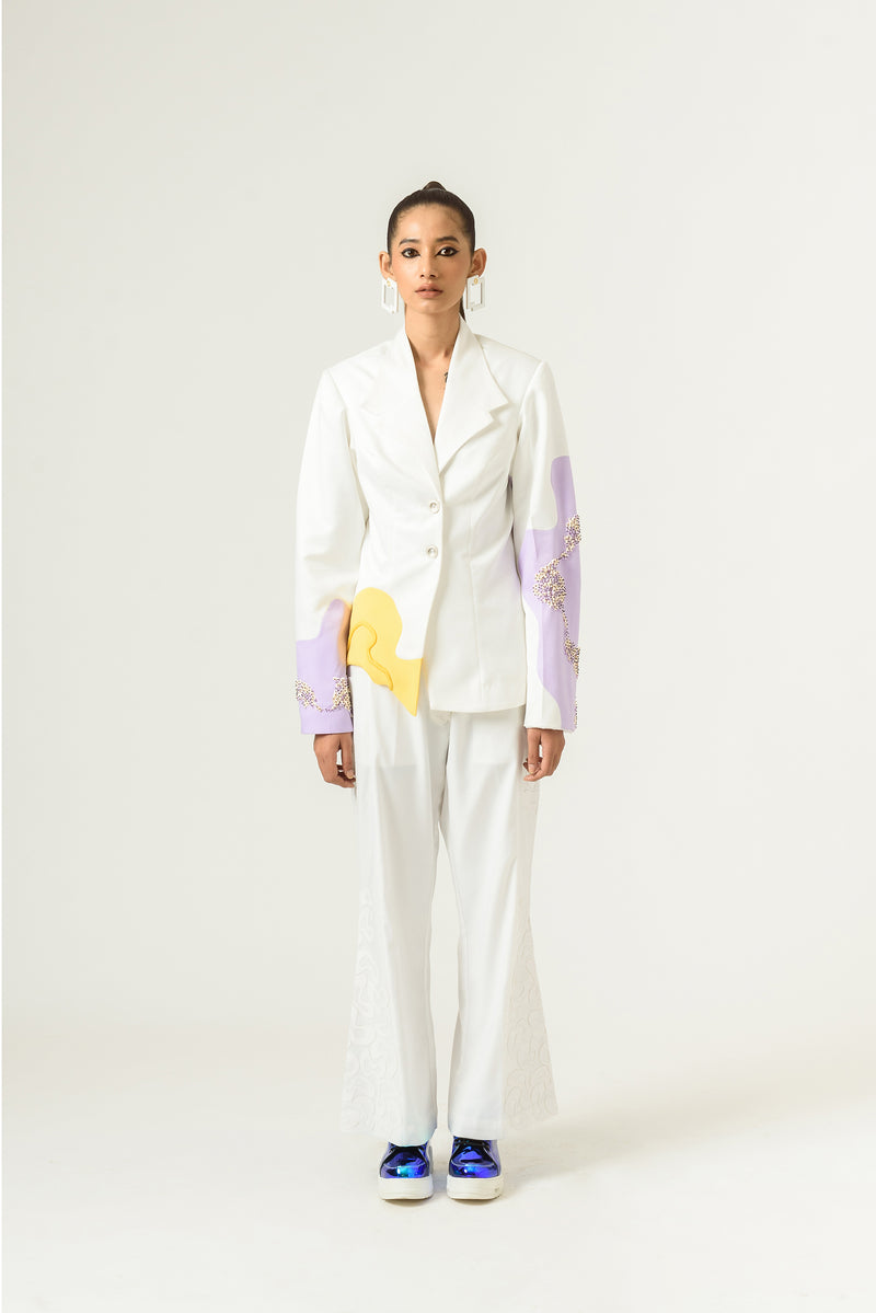 Patched Wide Leg Ivory Trouser - siddhantagrawal