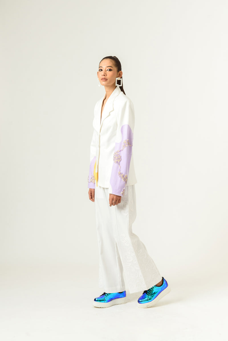 Patched Wide Leg Ivory Trouser - siddhantagrawal