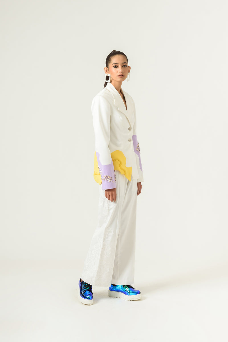 Patched Wide Leg Ivory Trouser - siddhantagrawal