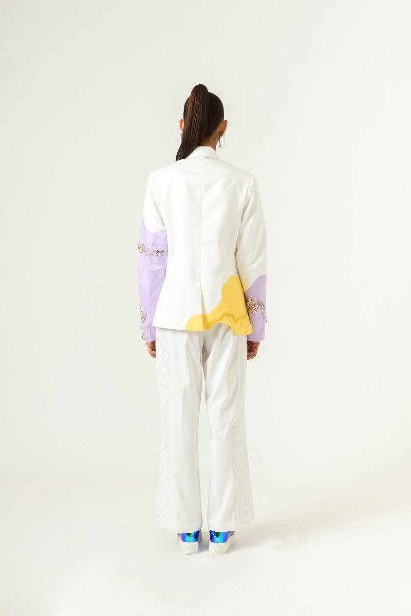 Patched Wide Leg Ivory Trouser - siddhantagrawal
