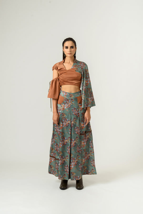 Longing Binary Print Flared Trousers - siddhantagrawal