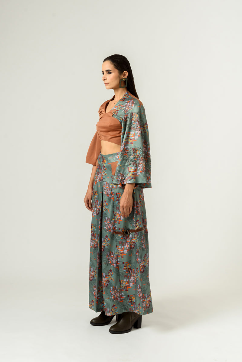 Irregular Sleeve Printed Crop Top - siddhantagrawal
