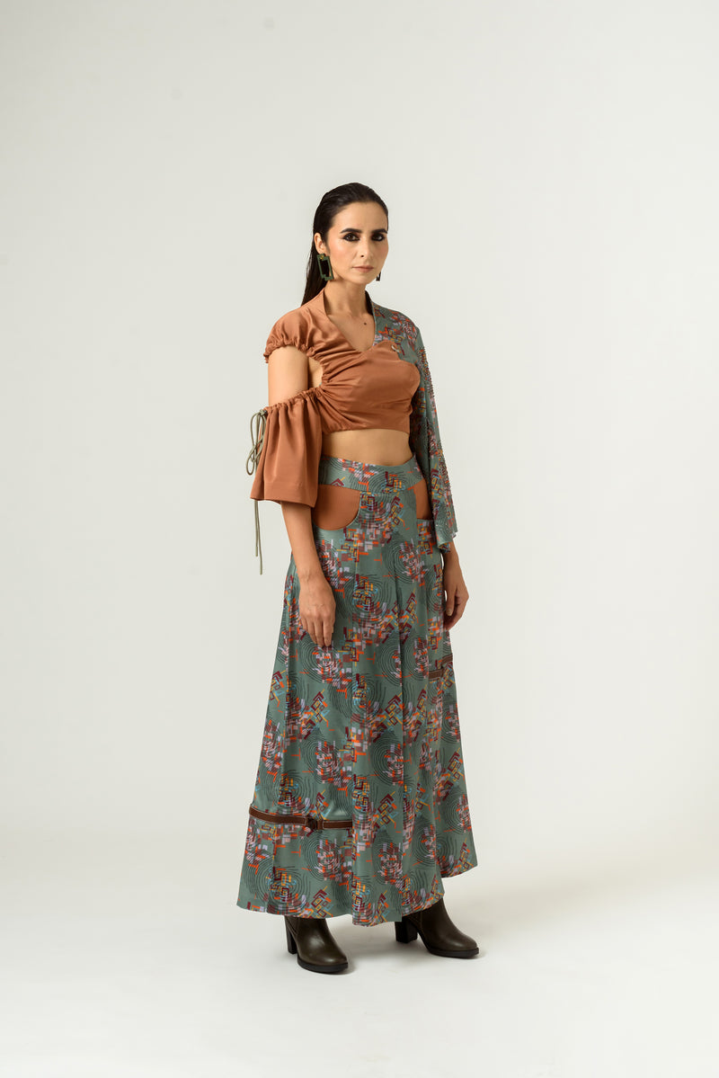 Longing Binary Print Flared Trousers - siddhantagrawal