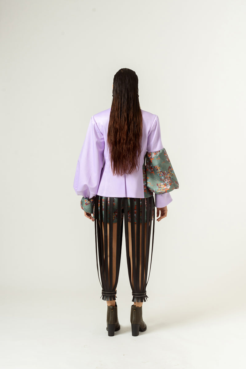 Patched Embroidered Lilac Blazer - siddhantagrawal