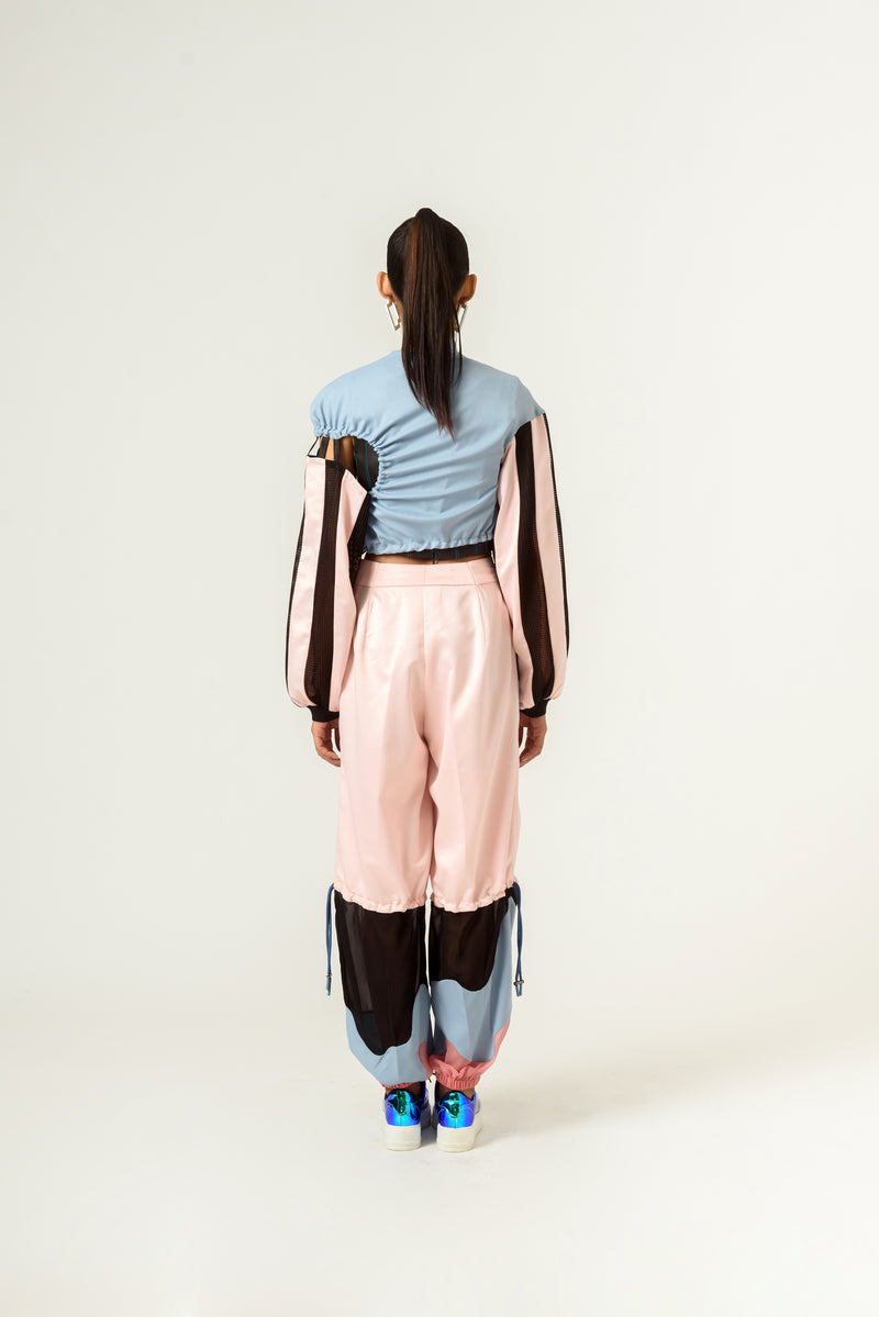 Peach-Blue Long Sleeve Top - siddhantagrawal
