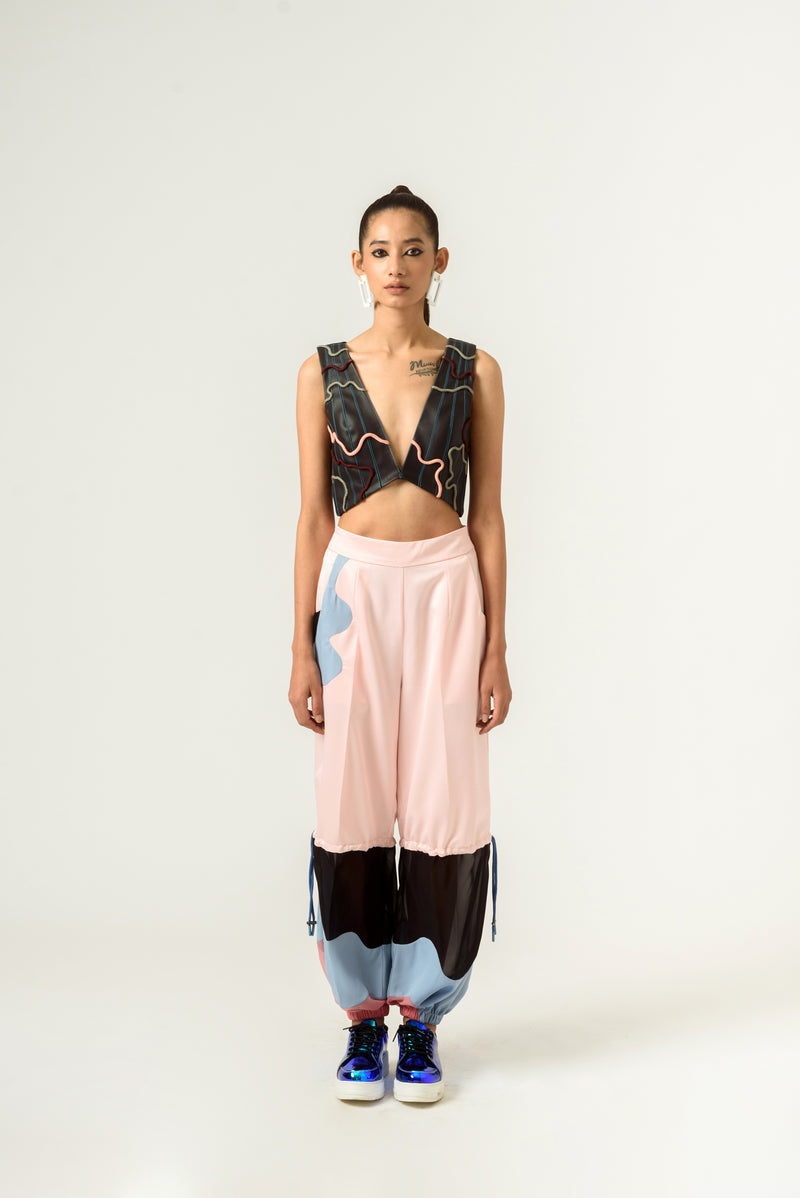Peach-Blue Trouser - siddhantagrawal