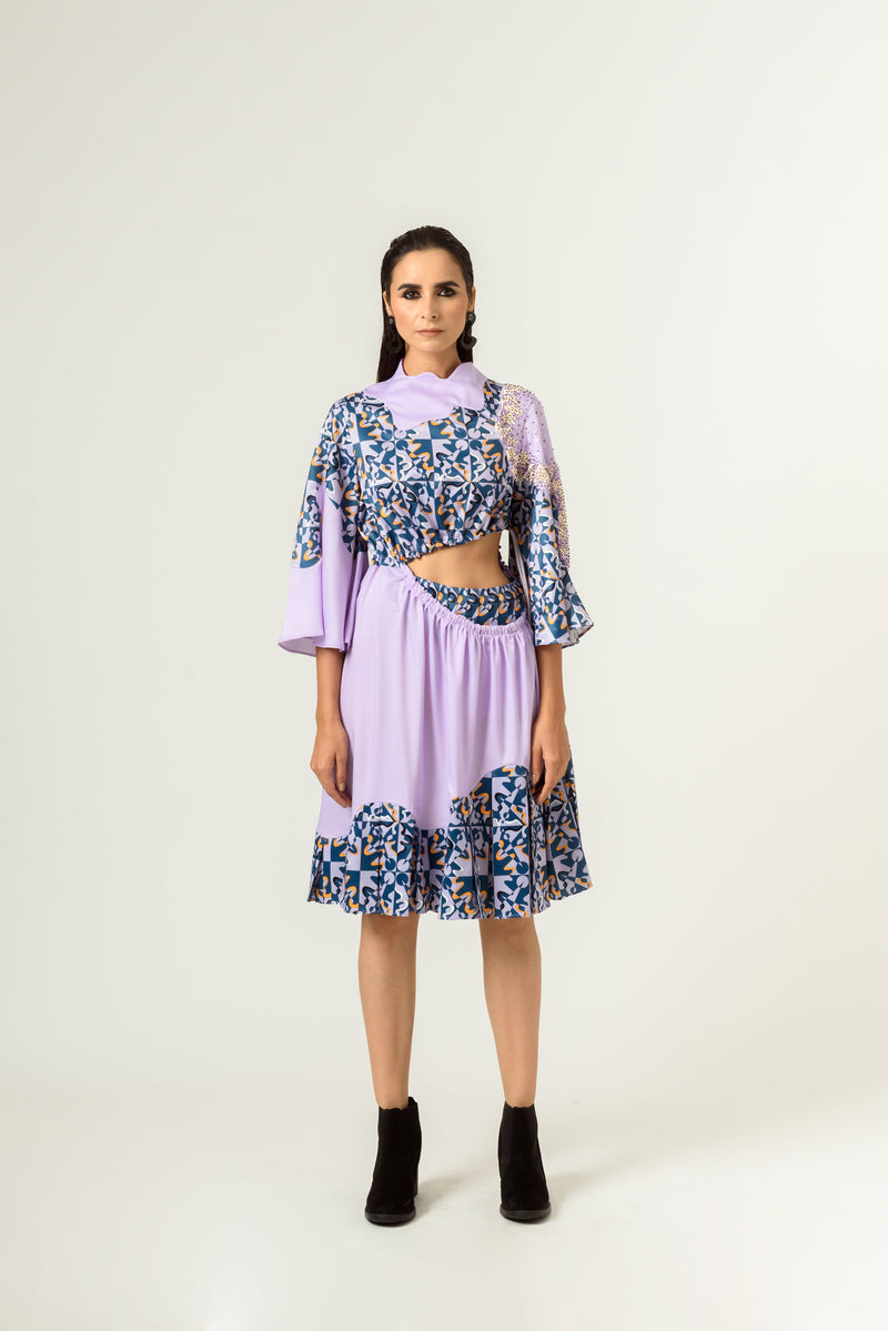 Rage Print Waist Cut Out Dress - siddhantagrawal