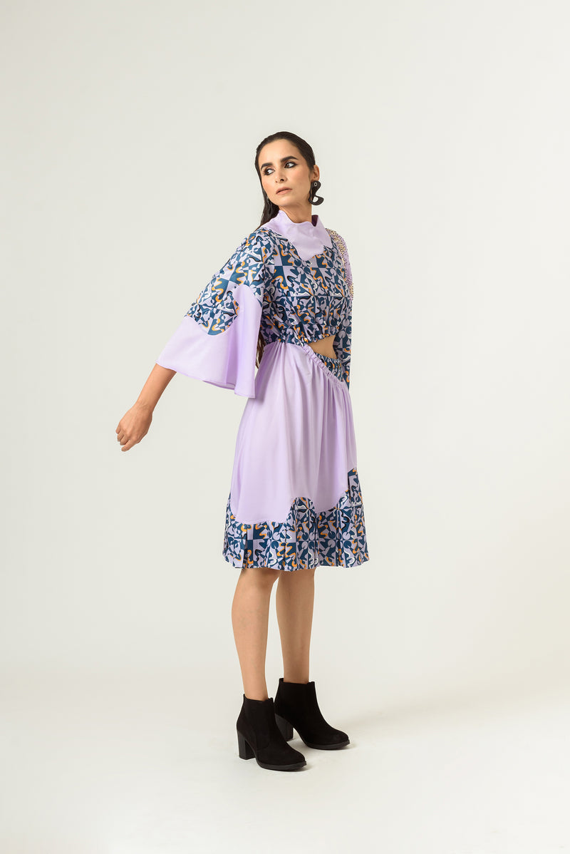 Rage Print Waist Cut Out Dress - siddhantagrawal