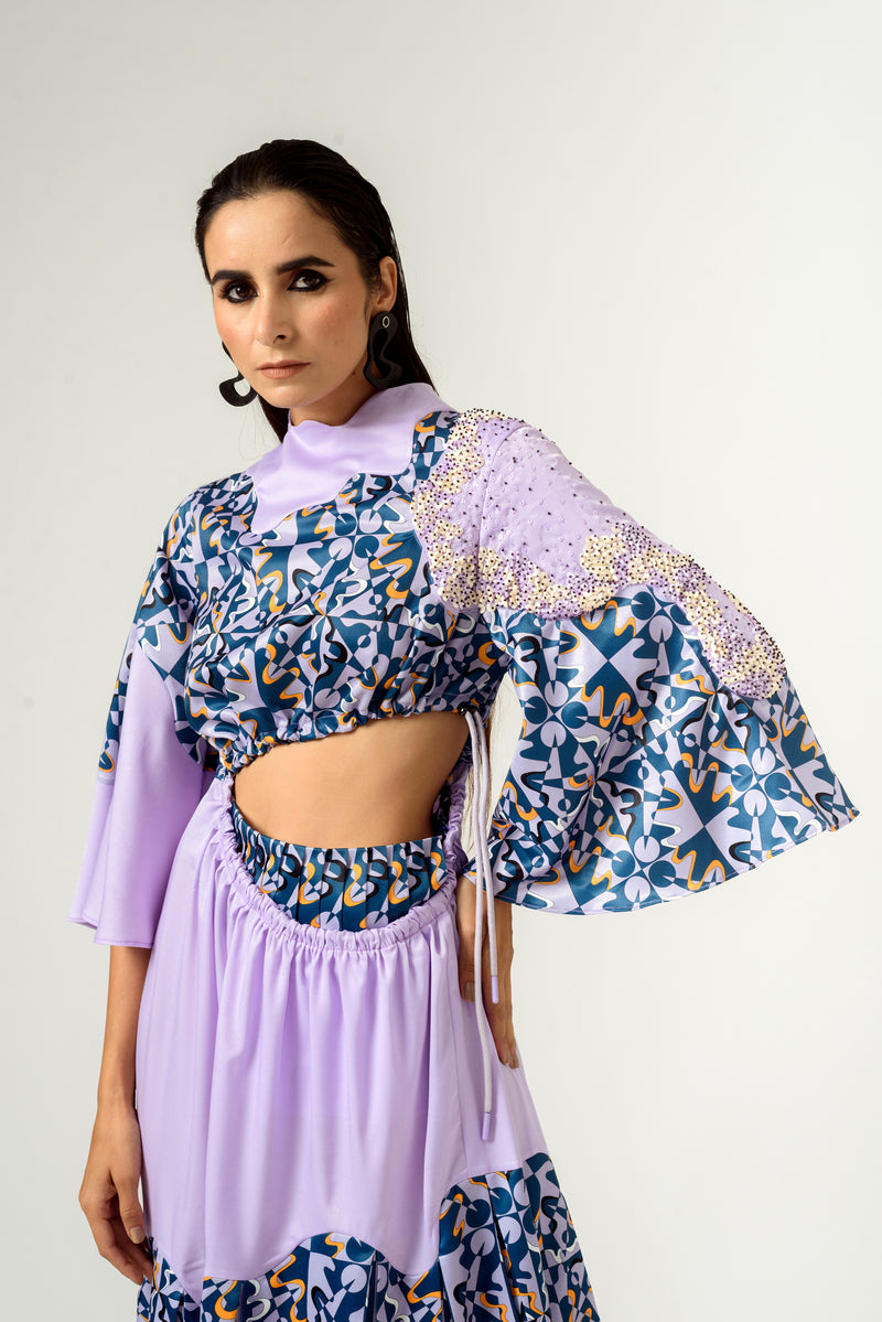 Rage Print Waist Cut Out Dress - siddhantagrawal