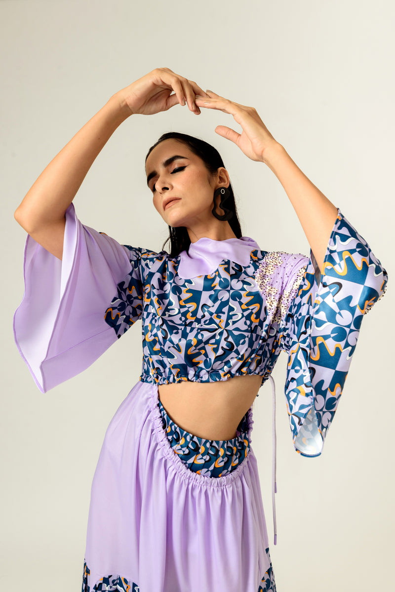 Rage Print Waist Cut Out Dress - siddhantagrawal