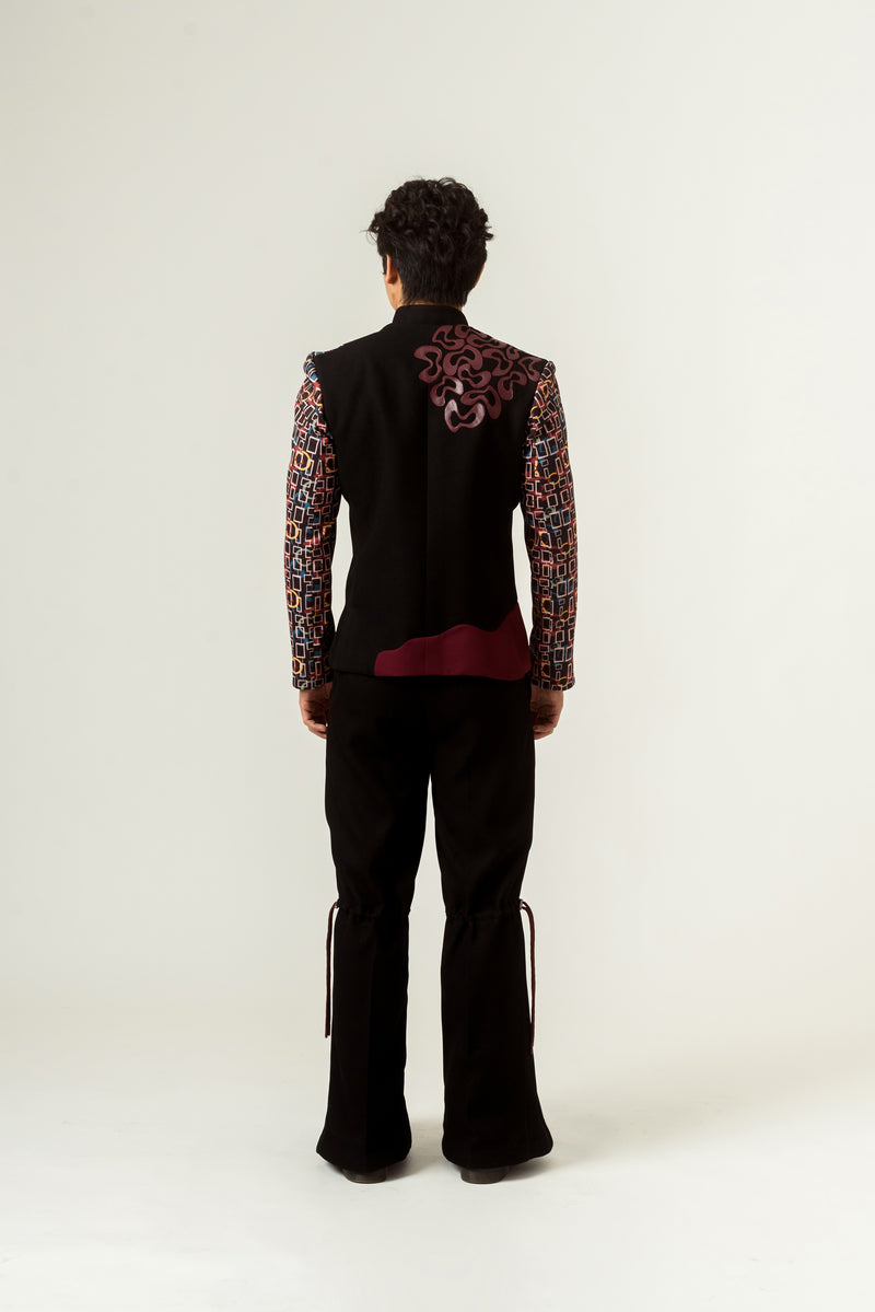 Flared Trouser With Orange Belt - siddhantagrawal