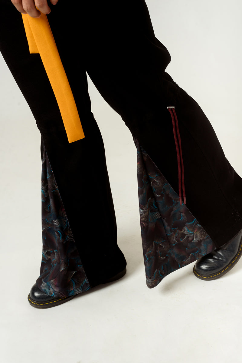 Flared Trouser With Orange Belt - siddhantagrawal