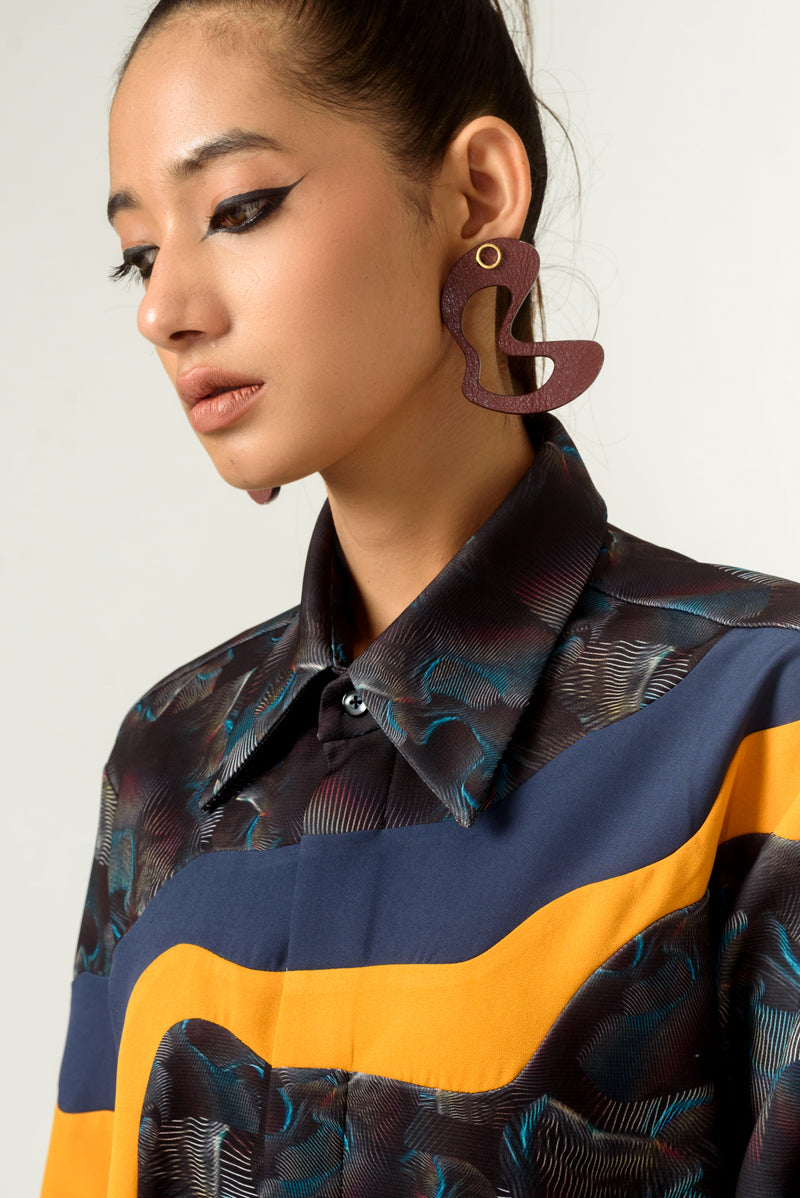 Unisex Agitation Print Panelled Shirt - siddhantagrawal