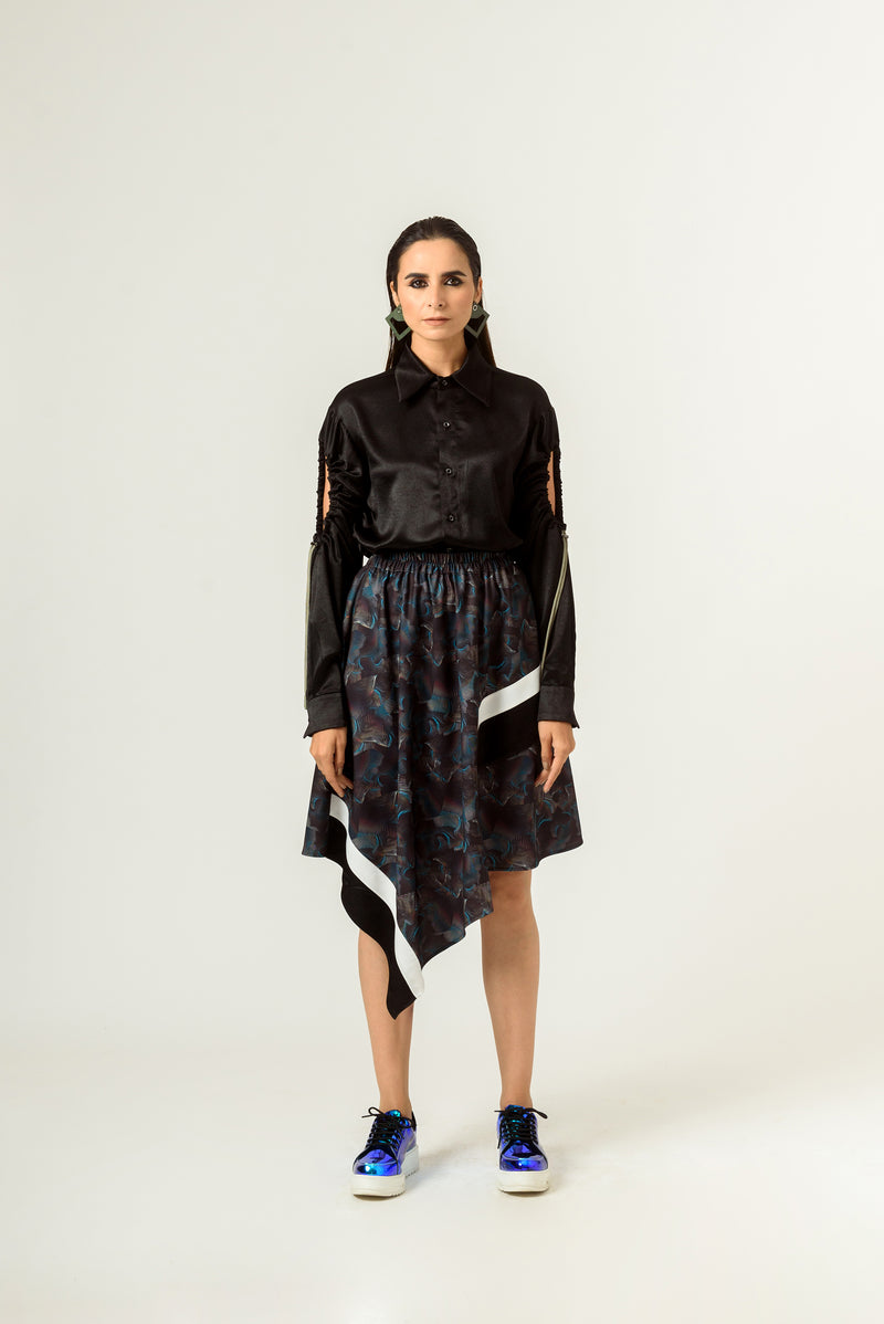 Agitation Print Front Panelled Skirt - siddhantagrawal