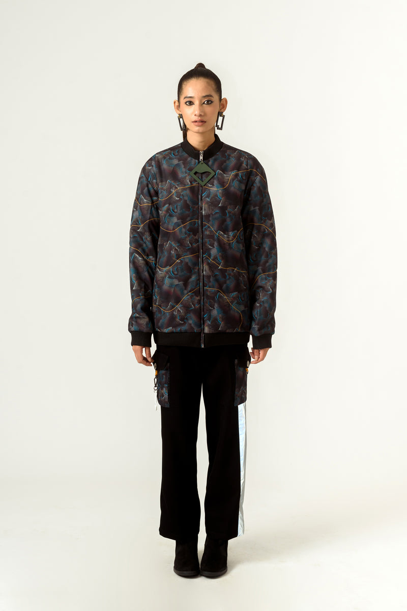 Unisex Agitation Print Bomber Jacket - siddhantagrawal