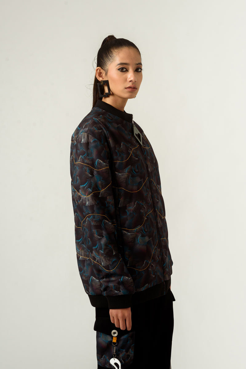 Unisex Agitation Print Bomber Jacket - siddhantagrawal