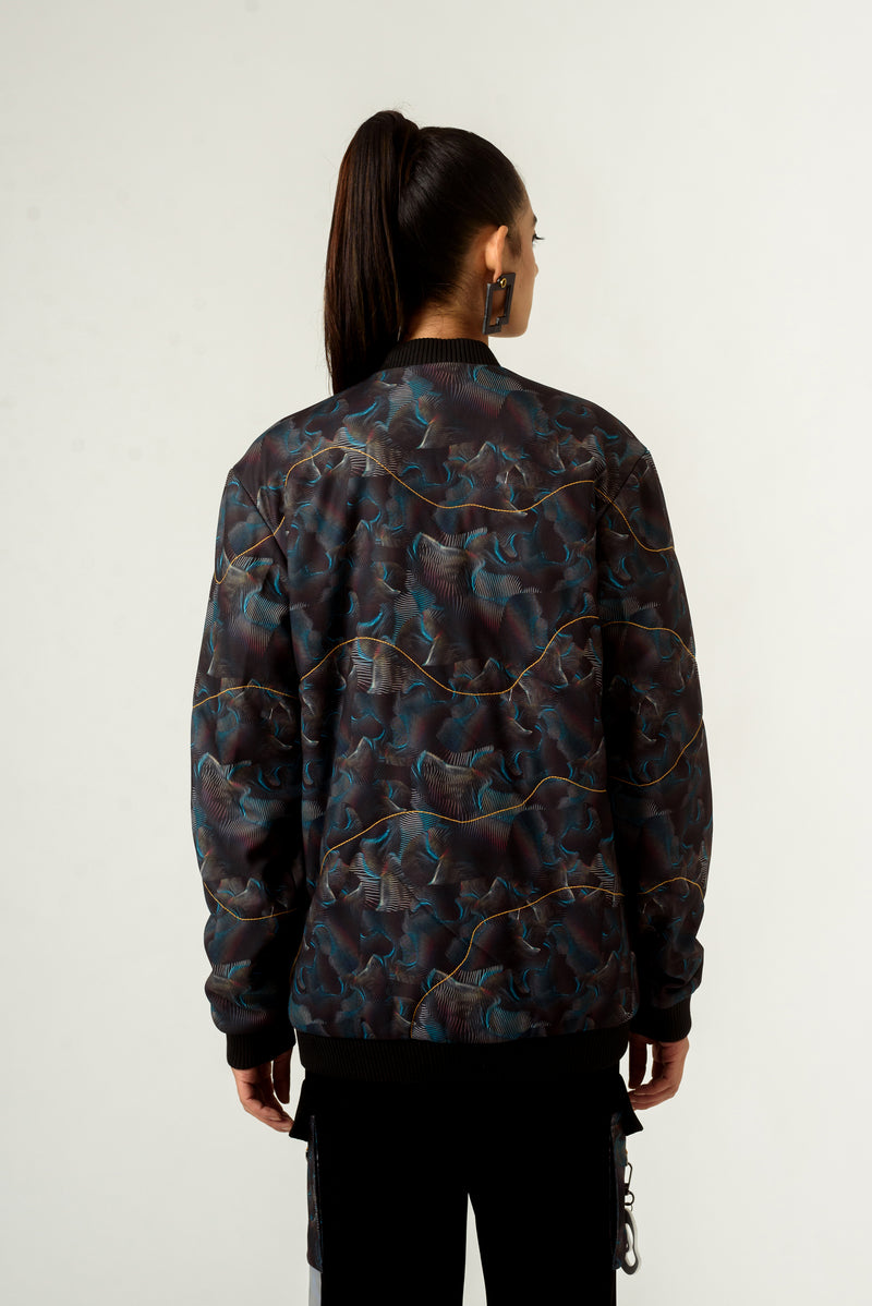 Unisex Agitation Print Bomber Jacket - siddhantagrawal