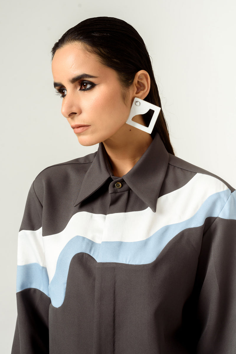 Unisex Grey Panelled Shirt - siddhantagrawal