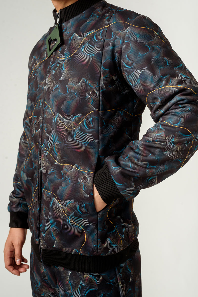 Unisex Agitation Print Bomber Jacket - siddhantagrawal