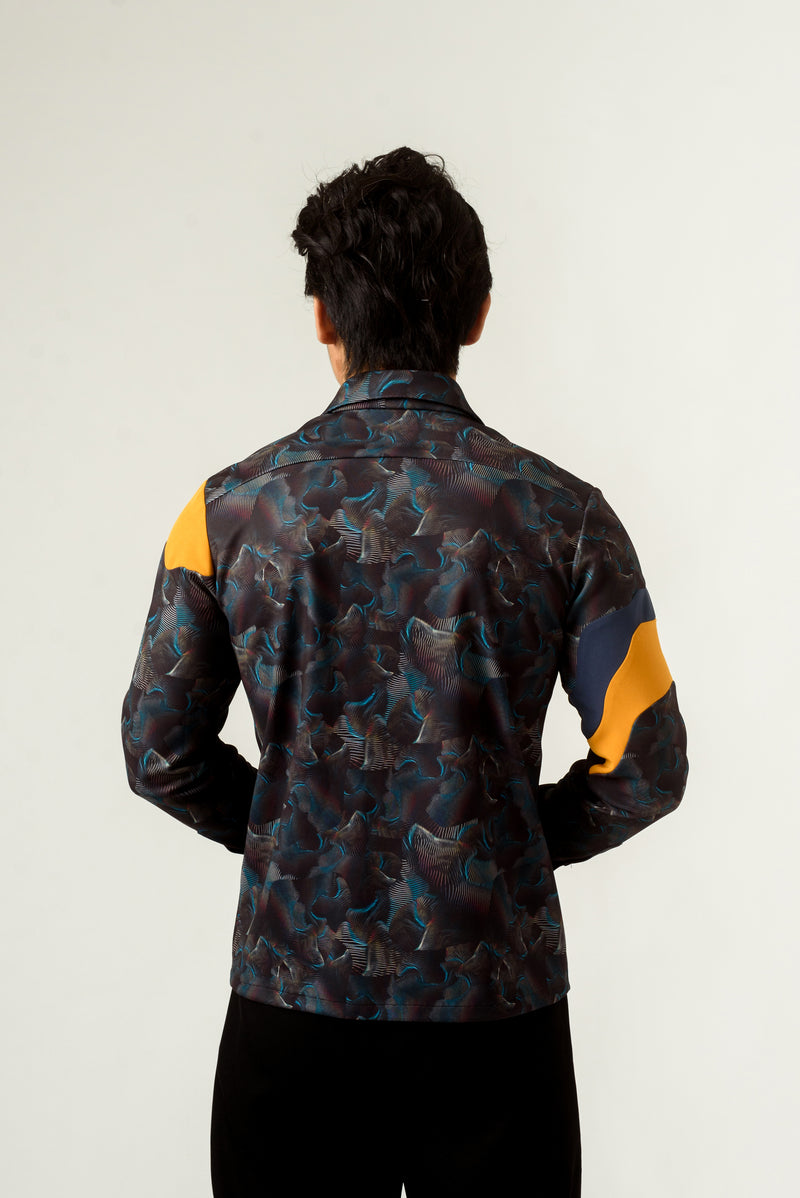 Unisex Agitation Print Panelled Shirt - siddhantagrawal